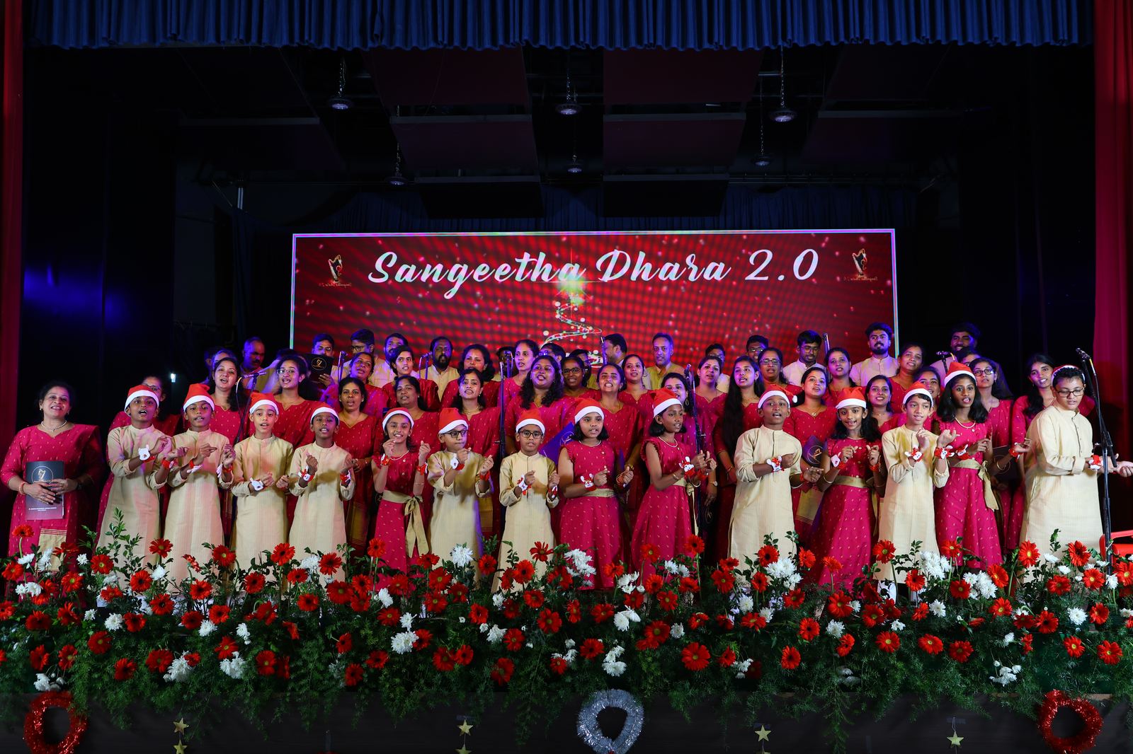 Choir performing together on stage